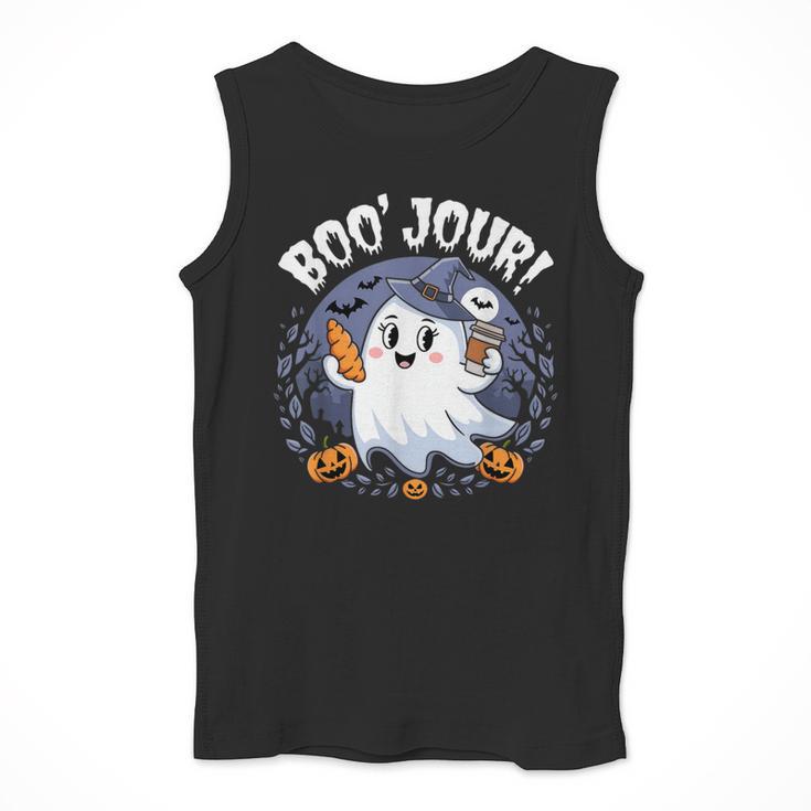 Boo Jour Ghost Halloween French Teacher Cute Coffe Croissant Men Tank Top, funny design
