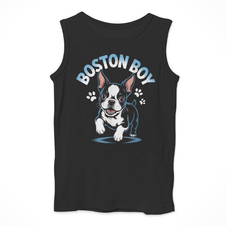 Boston Terrier Boy Cute Cartoon Dog Owner Pet Boston Terrier Men Tank Top, funny design