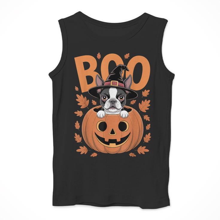 Boston Terrier Costume On Pumpkin Halloween Boston Terrier Men Tank Top, Boston Terrier Halloween Gifts, funny design