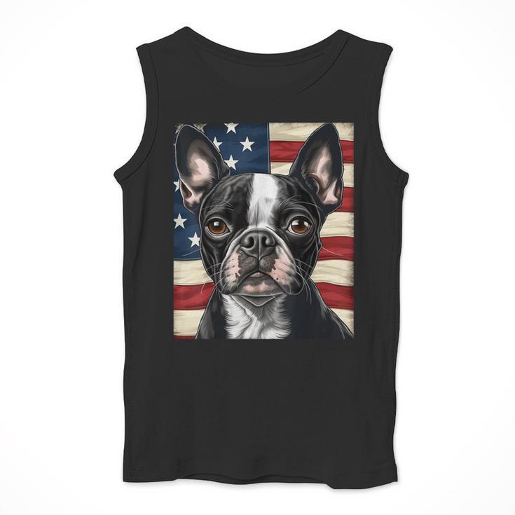 Boston Terrier Dog American Flag 4th Of July Patriotic Puppy Men Tank Top, Patriotic Boston Terrier Gifts, American Boston Terrier Gifts, Boston Terrier 4th Of July Gifts, funny design
