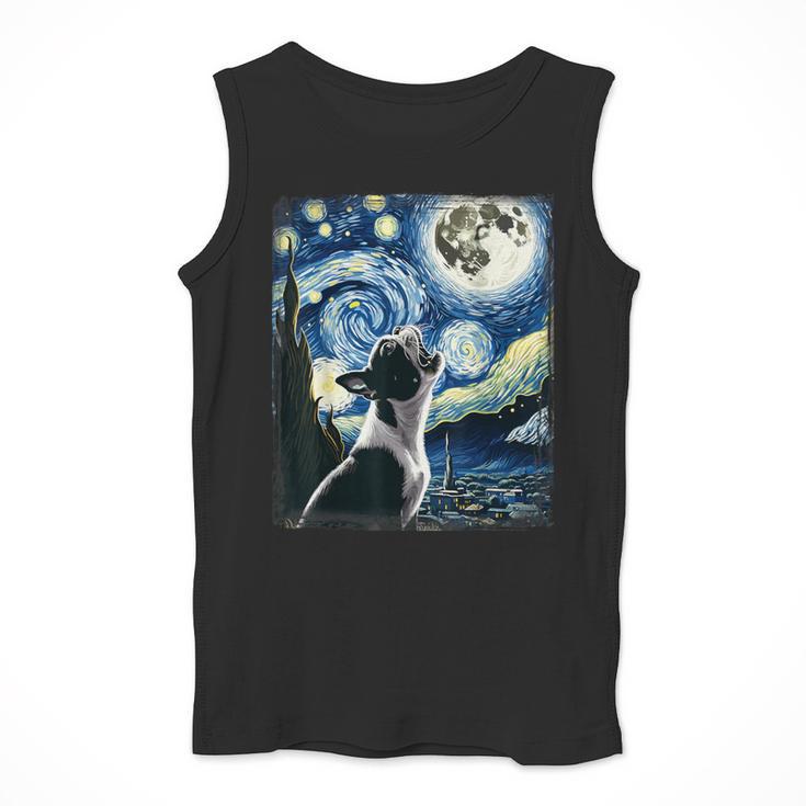 Boston Terrier Dog Art Van Gogh Starry Night Boston Terrier Men Tank Top, funny design