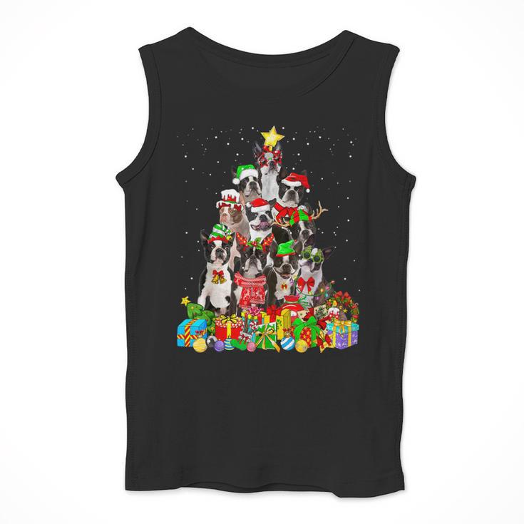 Boston Terrier Dog Christmas Tree Lights Xmas Pajama For Men Women Kids Men Tank Top, Boston Terrier Christmas Gifts, funny design