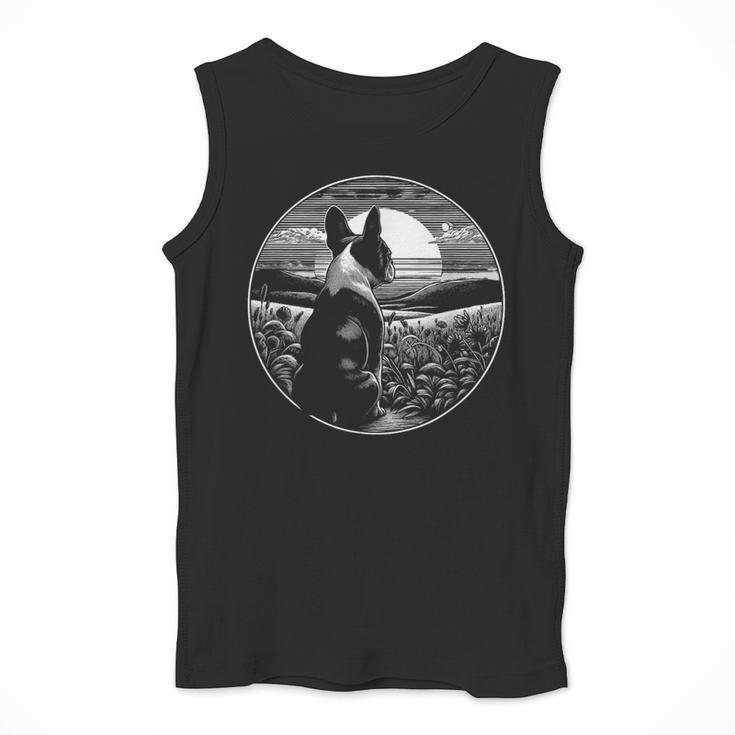 Boston Terrier Dog Nature Scene Graphic Art Men Women Girls Kids Men Tank Top, funny design