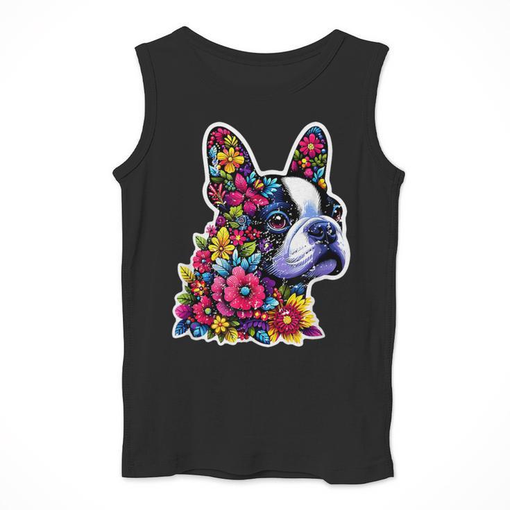Boston Terrier Floral Vintage Dog Mom Distressed Men Women Kids Men Tank Top, Mom Gifts, Boston Terrier Mom Gifts, funny design