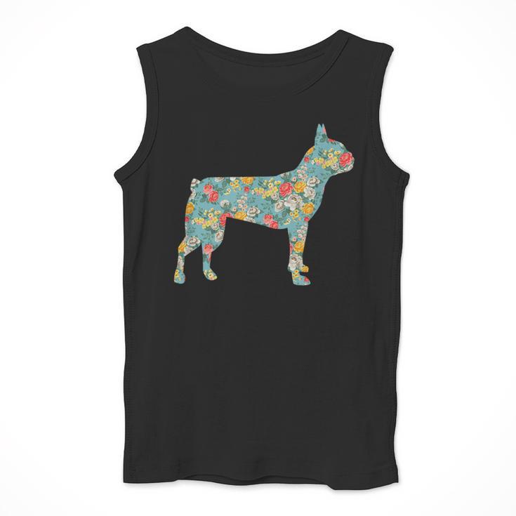 Boston Terrier Flower Silhouette Floral Dog Men Women Girls Kids Men Tank Top, funny design