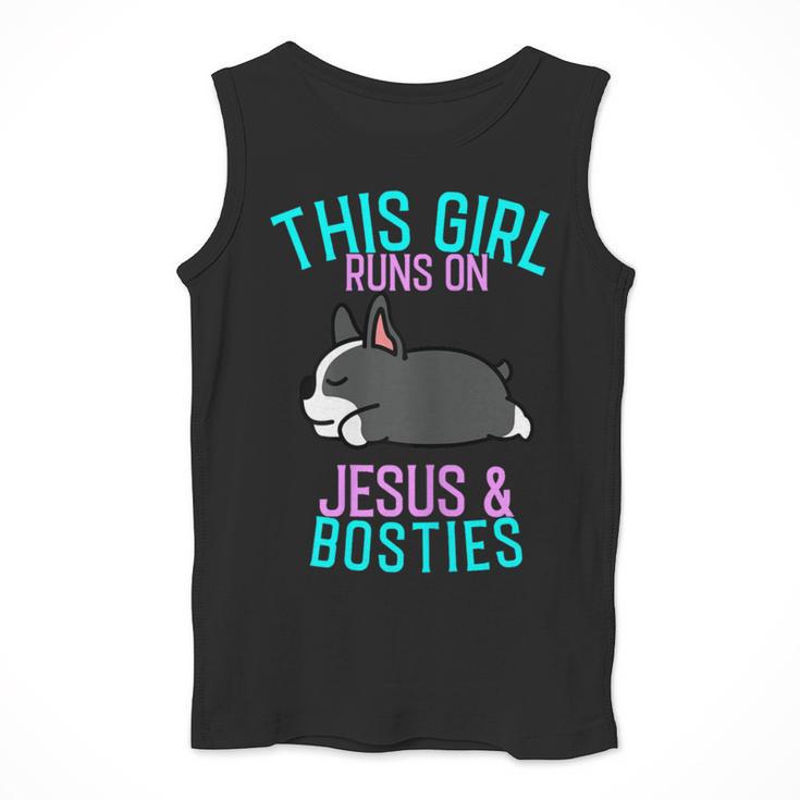 Boston Terrier This Girl Runs On Jesus And Boston Terriers Men Tank Top, funny design