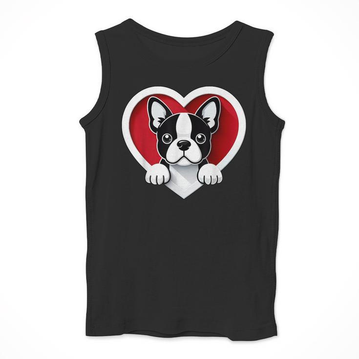 Boston Terrier Heart Cute Puppy Lover Or Dog Owner Men Tank Top, funny design