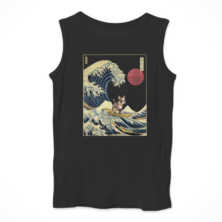 Boston Terrier Japanese Kanagawa Wave Surf Dog Men Tank Top, funny design