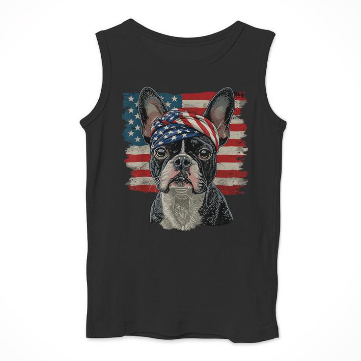 Boston Terrier Patriotic 4th Of July USA American Flag Men Tank Top, Patriotic Boston Terrier Gifts, American Boston Terrier Gifts, Boston Terrier 4th Of July Gifts, funny design