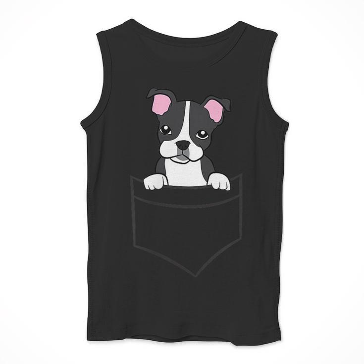 Boston Terrier In The Pocket Cute Pocket Boston Terrier Men Tank Top, funny design