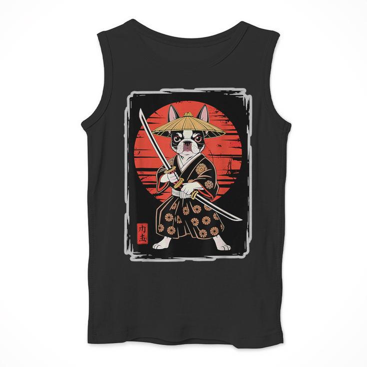 Boston Terrier Samurai Ninja Vintage Anime Japanese Ukiyo-e Men Tank Top, funny design