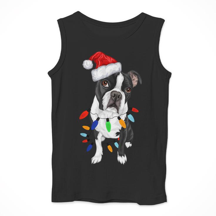 Boston Terrier Santa Christmas Lights Xmas Dog Lover Men Women Kids Men Tank Top, Boston Terrier Christmas Gifts, funny design