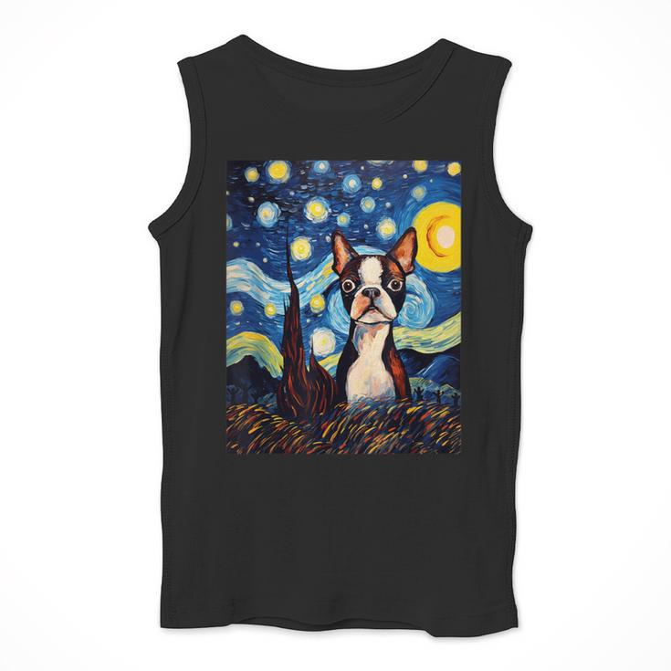 Boston Terrier Starry Night Van Gogh Art Men Tank Top, funny design