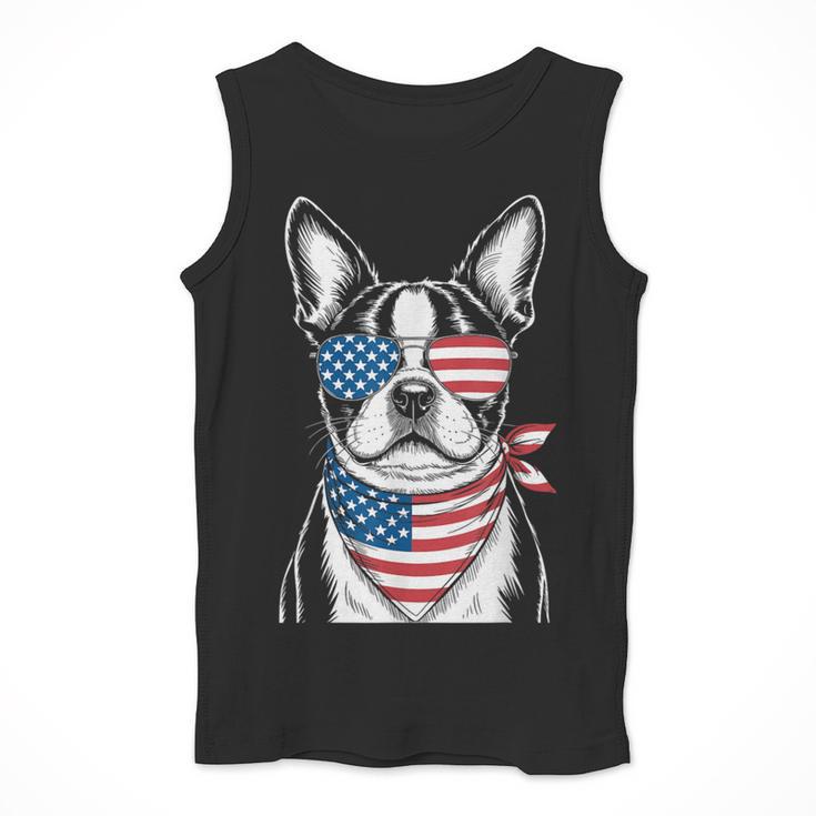 Boston Terrier USA Flag Sunglasses Patriotic 4th Of July Men Tank Top, Patriotic Boston Terrier Gifts, Boston Terrier 4th Of July Gifts, funny design