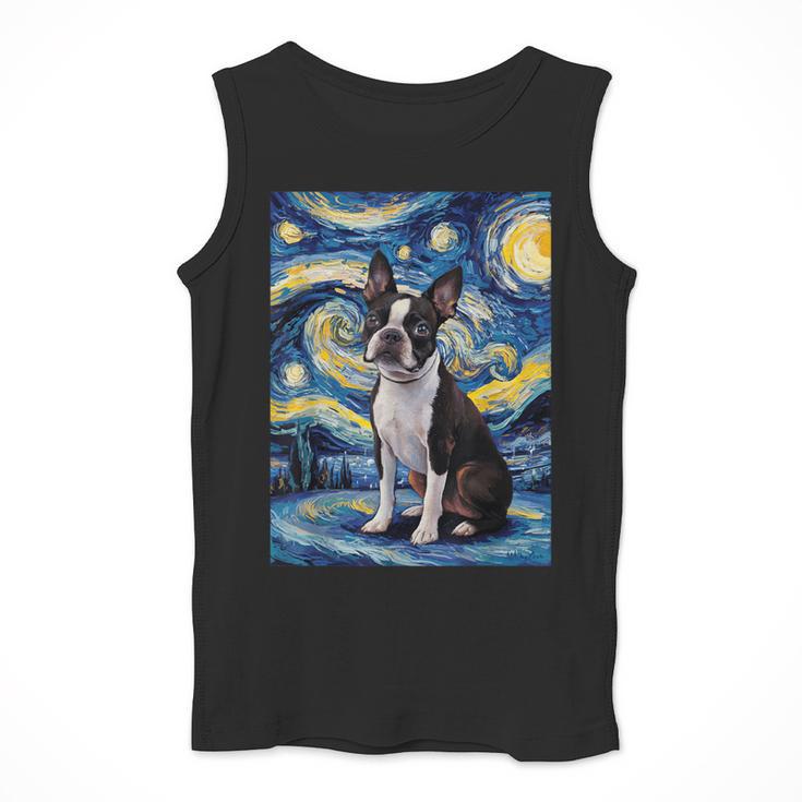 Boston Terrier Van Gogh Starry Night Men Tank Top, funny design