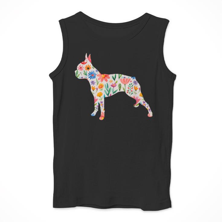 Boston Terrier Watercolor Flowers Men Tank Top, funny design