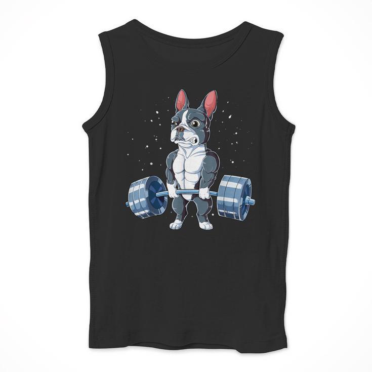 Boston Terrier Weightlifting Deadlift Men Fitness Gym Men Tank Top, Boston Terrier Gym Gifts, funny design