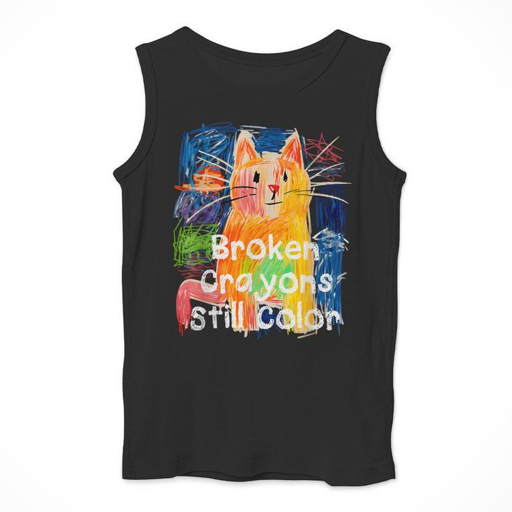 Broken Crayons Still Color Cat Teacher Men Tank Top, funny design Broken Crayons Still Color Cat Teacher Men Tank Top, funny design