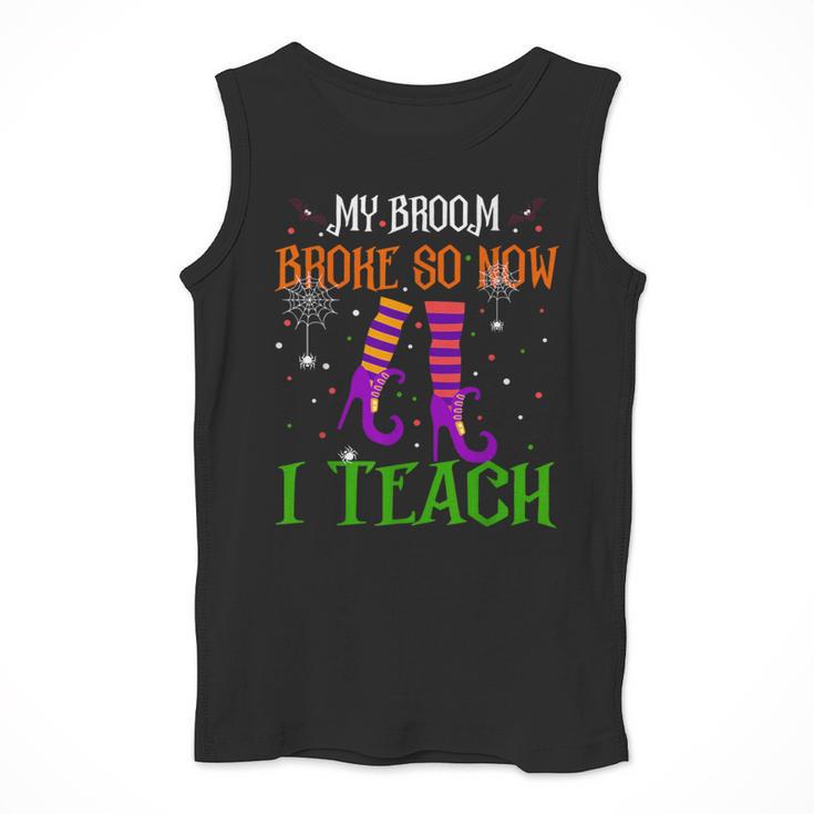 My Broom Broke So Now I Teach Teacher Witch Halloween Men Tank Top, funny design My Broom Broke So Now I Teach Teacher Witch Halloween Men Tank Top, funny design