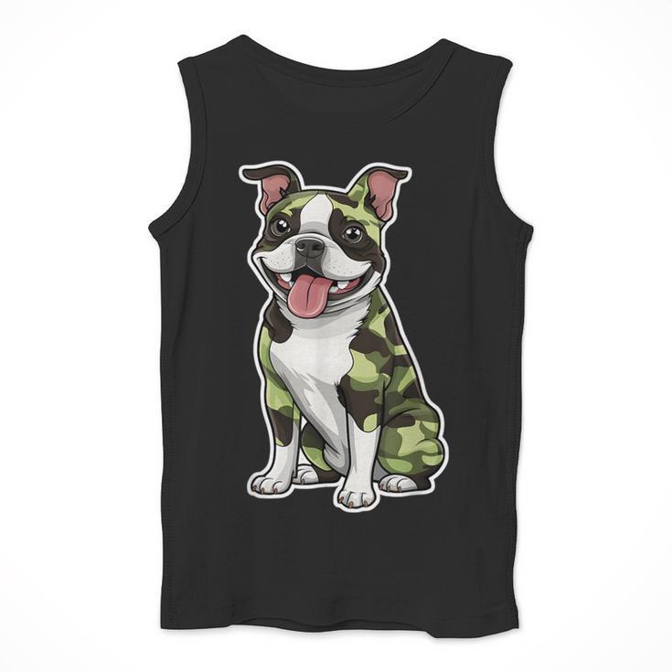 Camo Boston Terrier Pet Owner Camouflage Dog Lover Men Tank Top, funny design