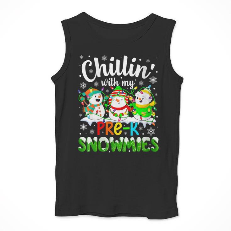 Chillin With My Pre-K Snowmies Christmas Teacher Xmas Men Tank Top, funny design