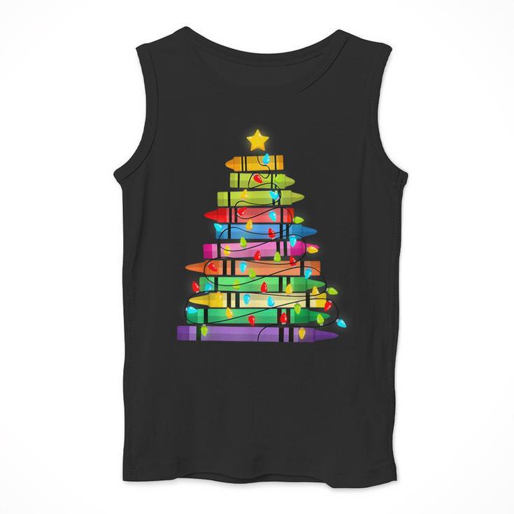Christmas Tree Made Of Crayons School Teacher Life Student Men Tank Top, funny design