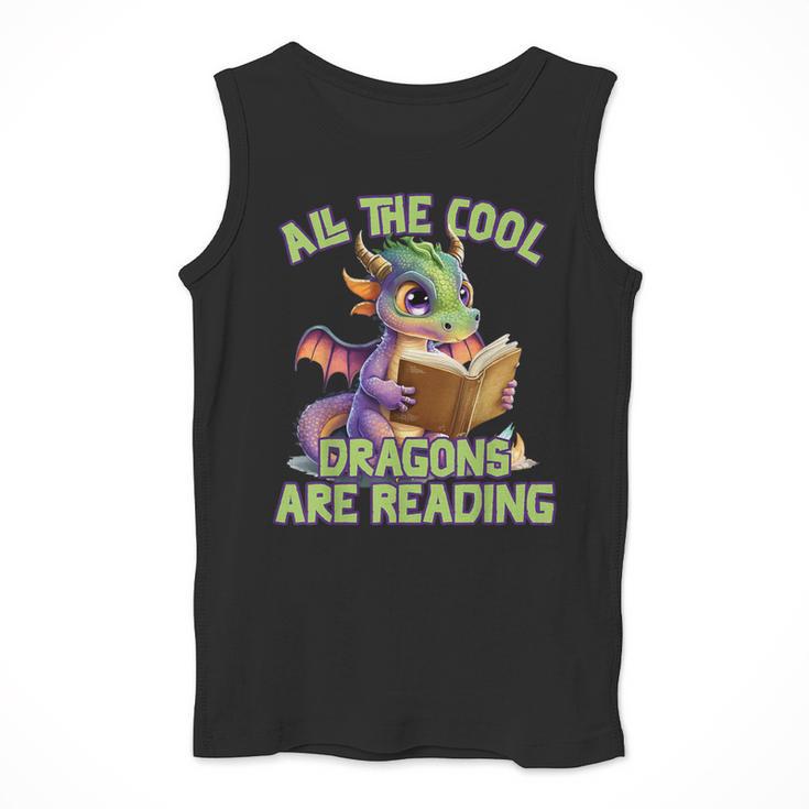 All The Cool Dragons Are Reading Dragon Teacher Men Tank Top, funny design All The Cool Dragons Are Reading Dragon Teacher Men Tank Top, funny design