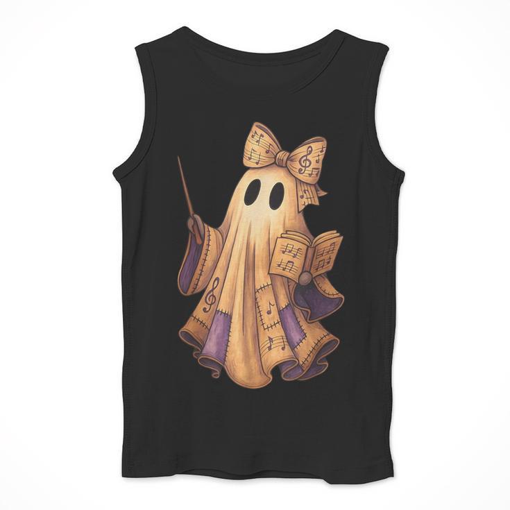 Coquette Music Note Patchwork Ghost Music Teacher Halloween Men Tank Top, funny design