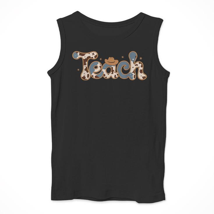 Cowhide Teacher Hat Cowboy Western Teacher Back To School Men Tank Top, funny design