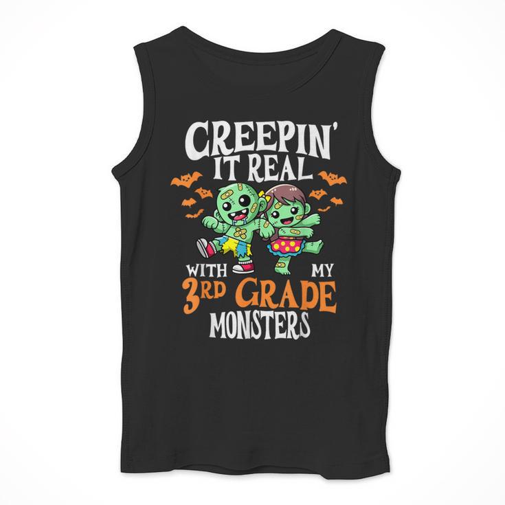 Creepin It Real Monster School 3rd Grade Teacher Halloween Men Tank Top, funny design