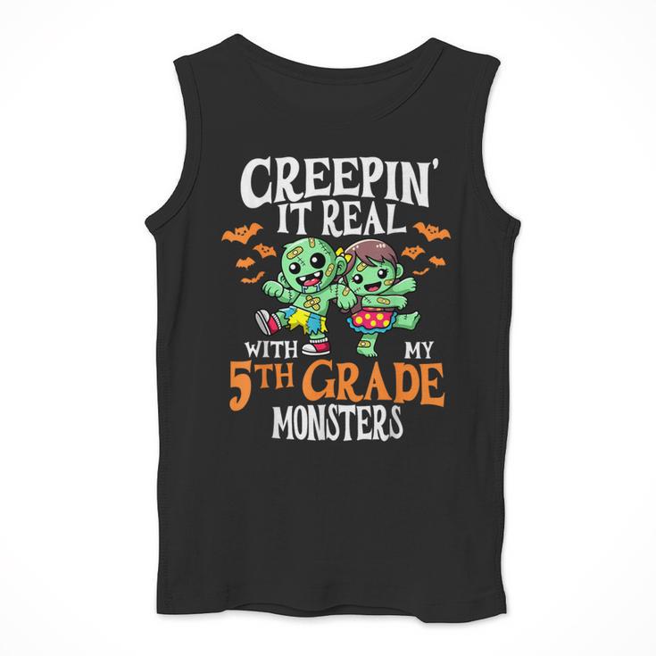 Creepin It Real Monster School 5th Grade Teacher Halloween Men Tank Top, funny design