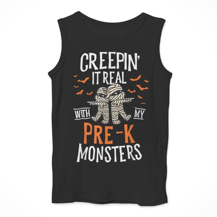 Creepin It Real Pre-K Monsters Halloween Preschool Teacher Men Tank Top, funny design Creepin It Real Pre-K Monsters Halloween Preschool Teacher Men Tank Top, funny design