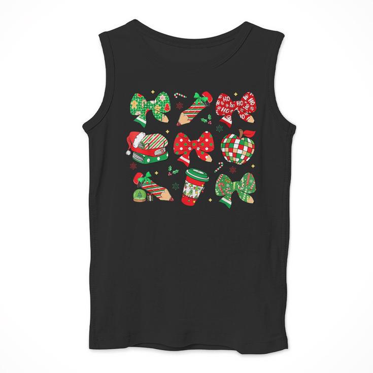 Cute Coquette Pencil Bow Christmas School Teacher Student Men Tank Top, funny design Cute Coquette Pencil Bow Christmas School Teacher Student Men Tank Top, funny design