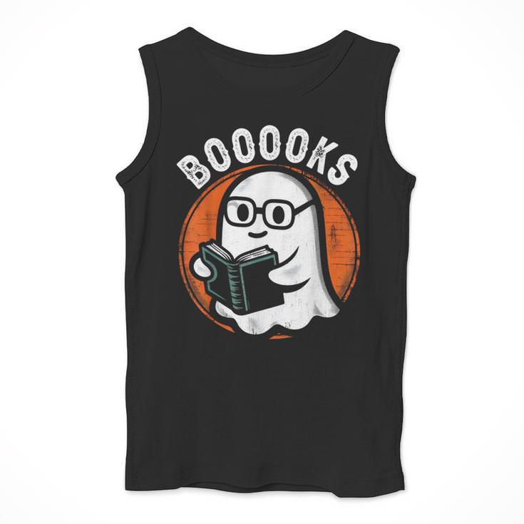 Cute Ghost Book Reading Books Lover Retro Halloween Teacher Men Tank Top, funny design