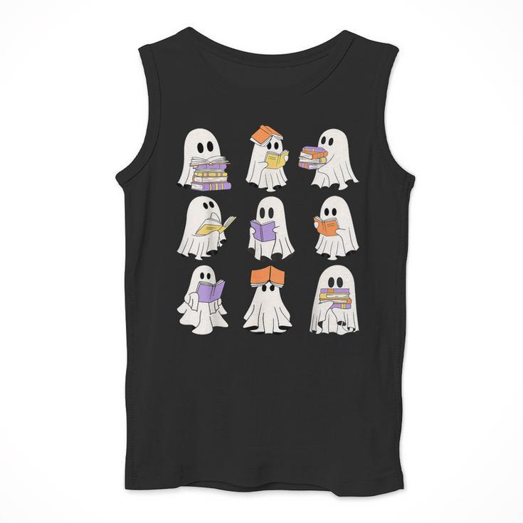 Cute Ghost Reading Books Teacher Halloween Reading Men Women Kids Men Tank Top, funny design