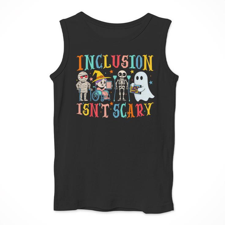 Cute Inclusion Isn't Scary Teacher Skeleton Ghost Halloween Men Tank Top, funny design Cute Inclusion Isn't Scary Teacher Skeleton Ghost Halloween Men Tank Top, funny design