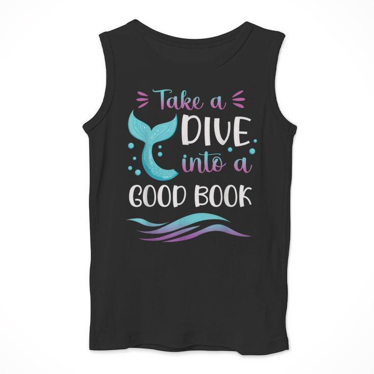 Cute Mermaid Librarian Teacher Dive Into A Good Book Reading Men Tank Top, funny design Cute Mermaid Librarian Teacher Dive Into A Good Book Reading Men Tank Top, funny design