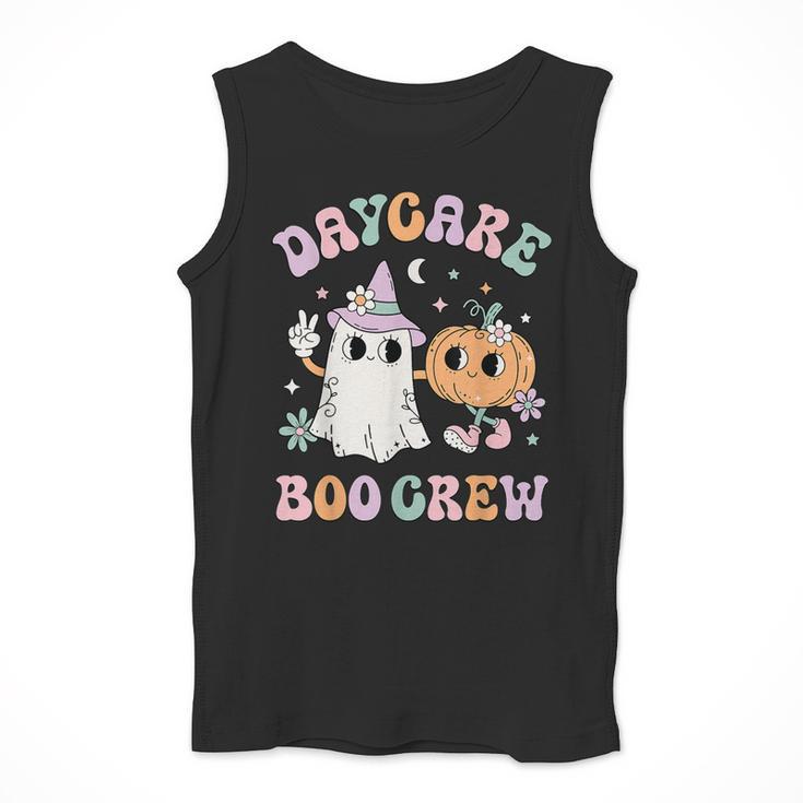Daycare Boo Crew Groovy Halloween Floral Ghost Kid Teacher Men Tank Top, Groovy Teacher Gifts, funny design