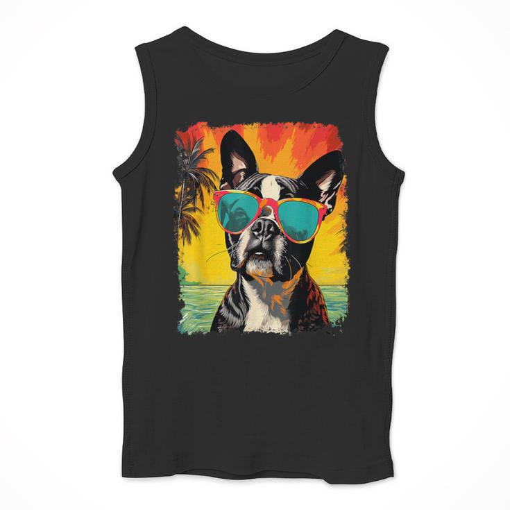 Dog Boston Terrier Hawaiian Men Tank Top, funny design