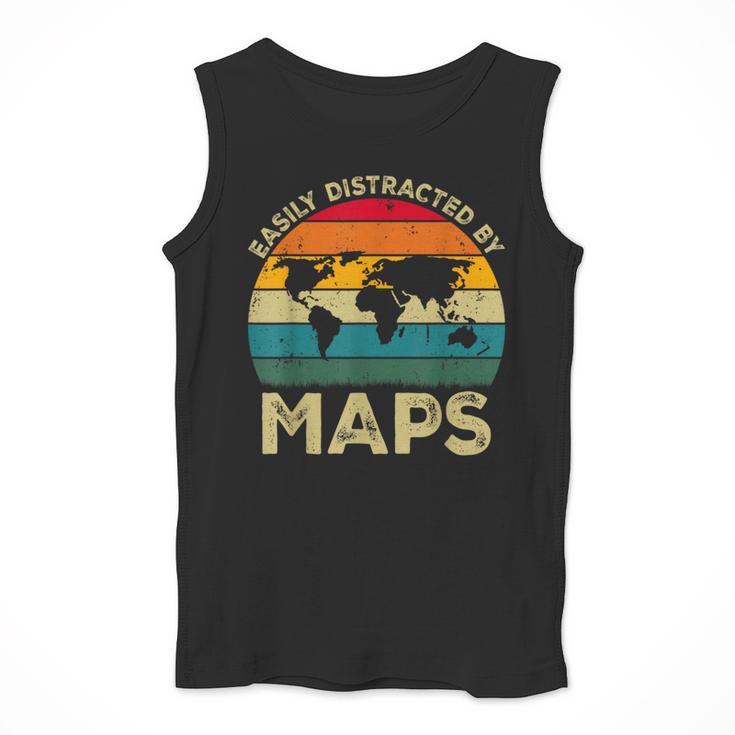Easily Distracted By Maps Geography Teacher Men Tank Top, funny design