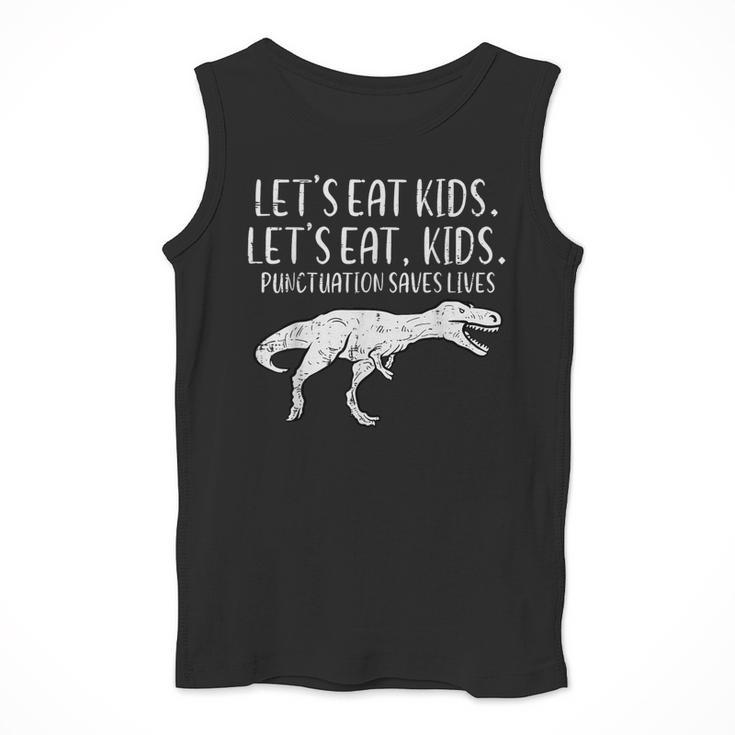 Lets Eat Kids Punctuation Saves Lives Dino Teacher Men Men Tank Top, funny design Lets Eat Kids Punctuation Saves Lives Dino Teacher Men Men Tank Top, funny design
