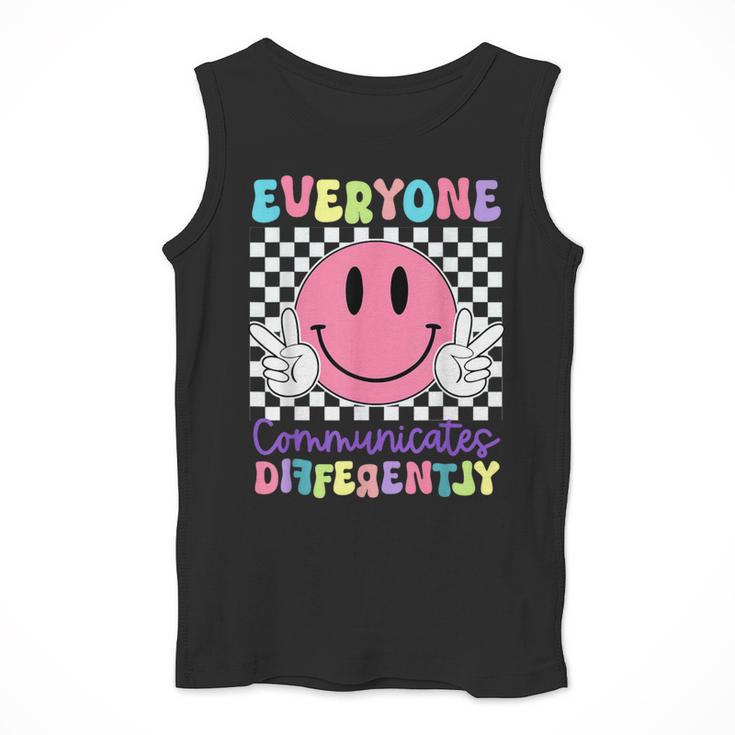 Everyone Communicates Differently Autism Awareness Teacher Men Tank Top, funny design Everyone Communicates Differently Autism Awareness Teacher Men Tank Top, funny design