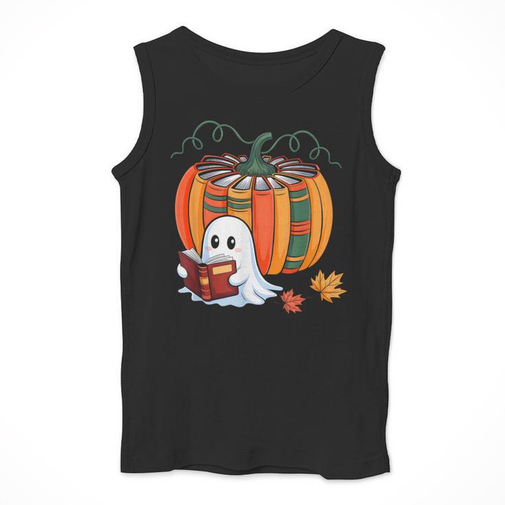 Fall Book Pumpkin Ghost Reading Books Halloween Teacher Men Tank Top, funny design Fall Book Pumpkin Ghost Reading Books Halloween Teacher Men Tank Top, funny design