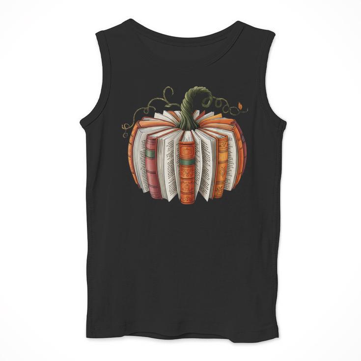 Fall Book Pumpkin Retro Reading Halloween Teacher Librarian Men Tank Top, funny design Fall Book Pumpkin Retro Reading Halloween Teacher Librarian Men Tank Top, funny design