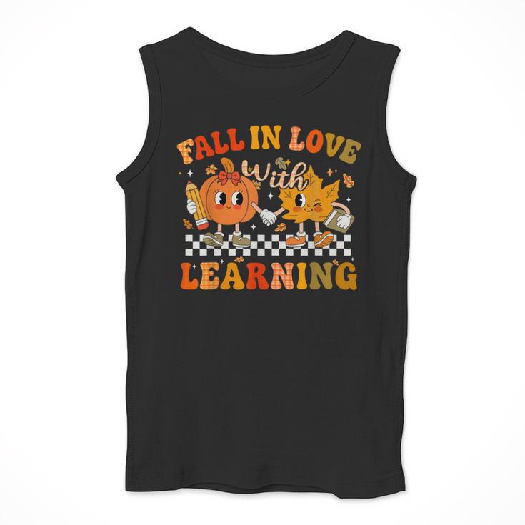 Fall In Love With Learning Autumn Pumpkin Fall Teacher Kids Men Tank Top, funny design