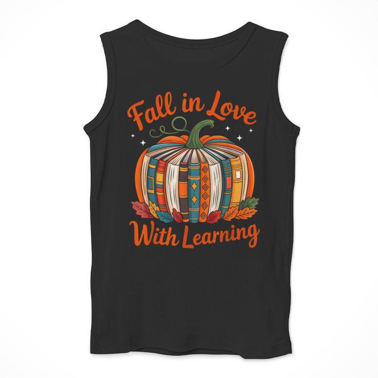 Fall In Love With Learning Book Lover Autumn Pumpkin Teacher Men Tank Top, funny design Fall In Love With Learning Book Lover Autumn Pumpkin Teacher Men Tank Top, funny design
