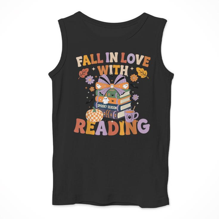 Fall In Love With Reading Halloween Stack Of Book Teacher Men Tank Top, funny design Fall In Love With Reading Halloween Stack Of Book Teacher Men Tank Top, funny design