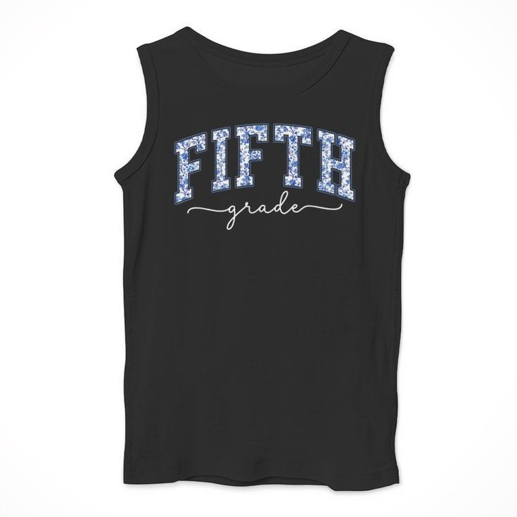Fifth Grade Coquette Toile Blue Bow Floral Women Teacher Men Tank Top, funny design Fifth Grade Coquette Toile Blue Bow Floral Women Teacher Men Tank Top, funny design