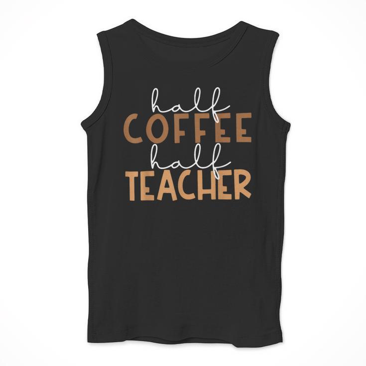 First Day Back To School Half Coffee Half Teacher Women Men Tank Top, funny design First Day Back To School Half Coffee Half Teacher Women Men Tank Top, funny design