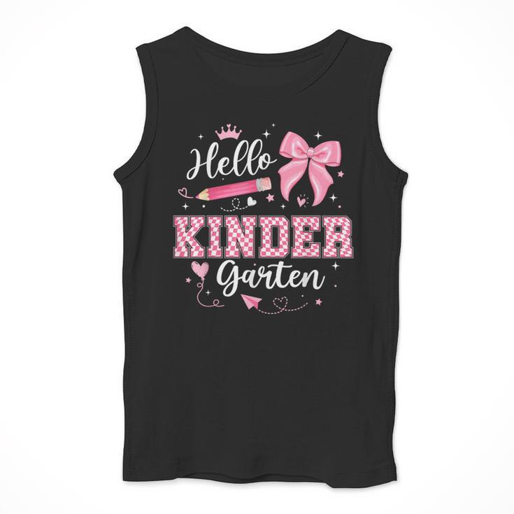 First Day Of School Teacher Girl Coquette Hello Kindergarten Men Tank Top, funny design First Day Of School Teacher Girl Coquette Hello Kindergarten Men Tank Top, funny design
